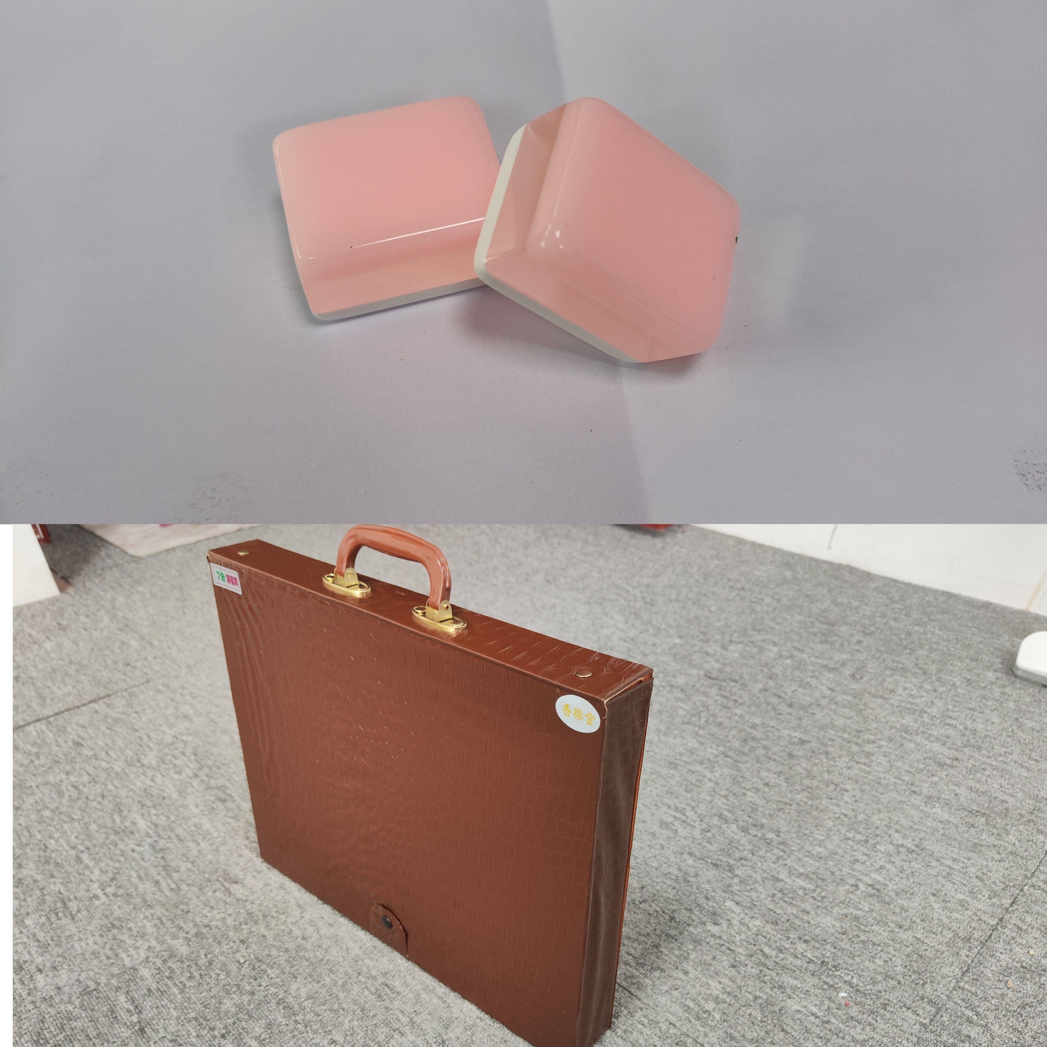 H46-5 (#32) 3-STOREY PINK + LEATHER BOX